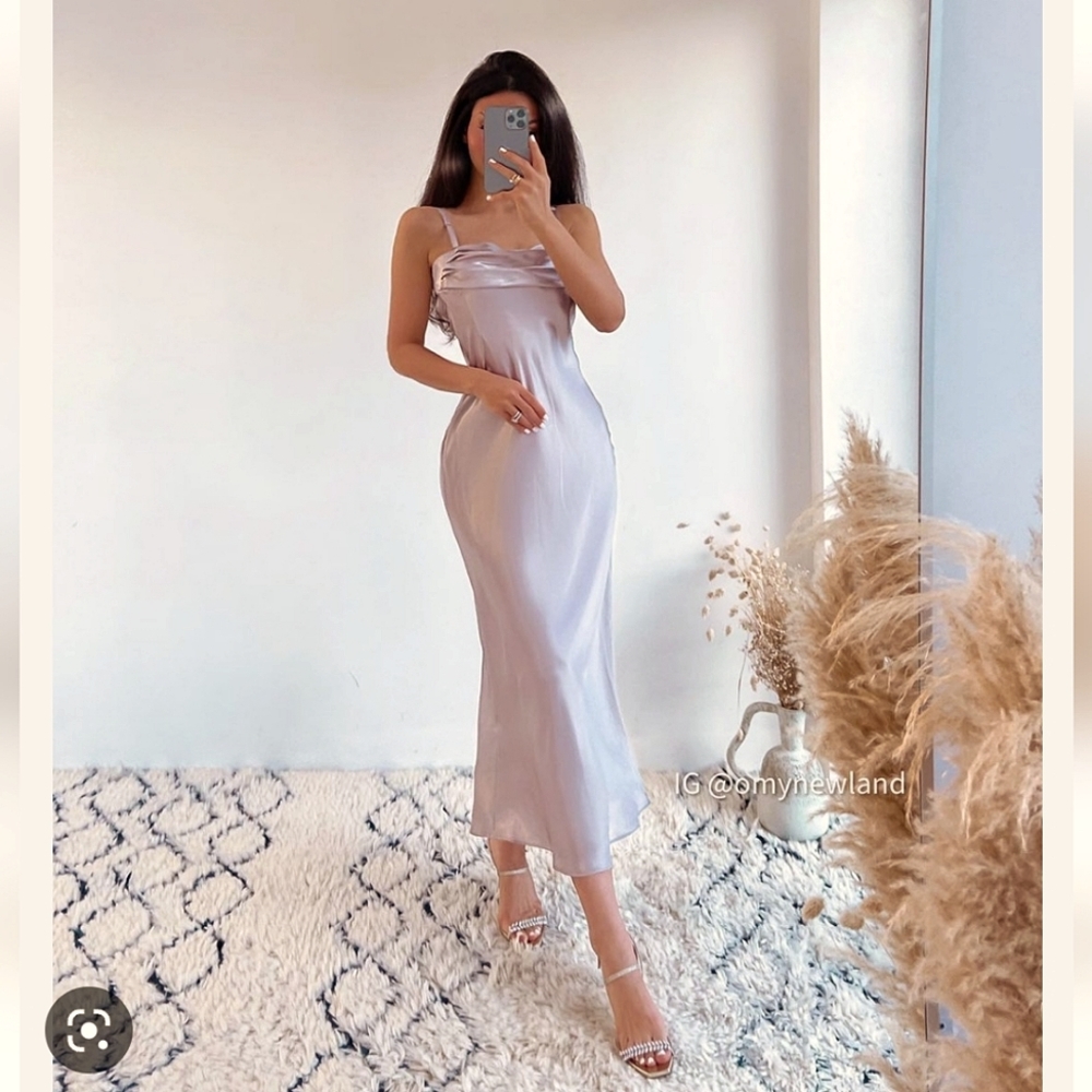 Zara * Satin Cut Out Slip Midi Dress Size M - Picture 3 of 15